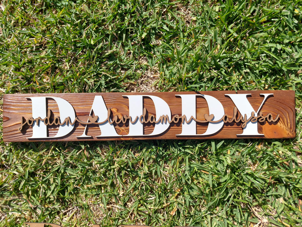 
                  
                    Personalised Father's Day Sign with Daddy, Dad Name and Kids names - The Charred Plank
                  
                