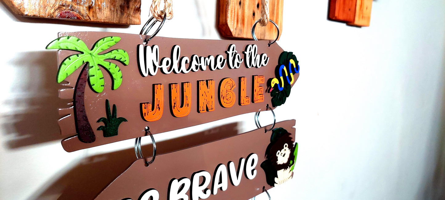 
                  
                    Jungle Safari Sign For Kids Room, Nursery - The Charred Plank
                  
                
