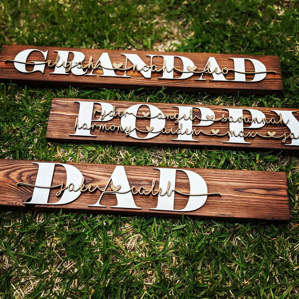 
                  
                    Personalised Mum, Dad or Grandparents Sign with Mummy, Daddy, Grandparents Name and Kids Names - The Charred Plank
                  
                