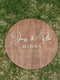 Personalised Round Wooden Wedding Sign - The Charred Plank