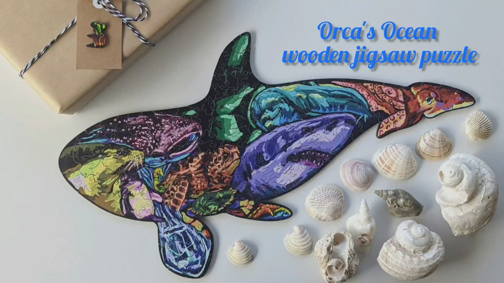 
                  
                    Load and play video in Gallery viewer, Deluxe Orca Killer Whale Wooden Jigsaw Puzzle - Series 2
                  
                
