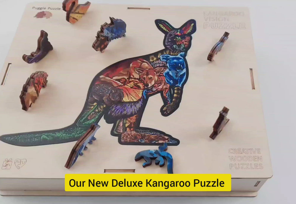 
                  
                    Load and play video in Gallery viewer, Deluxe Kangaroo Wooden Jigsaw Puzzle For Adults And Kids
                  
                